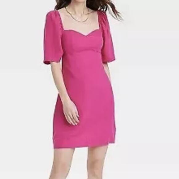 a new day Dresses & Skirts - Target A New Day Puff Short Sleeve Mini Dress Pink -  Medium